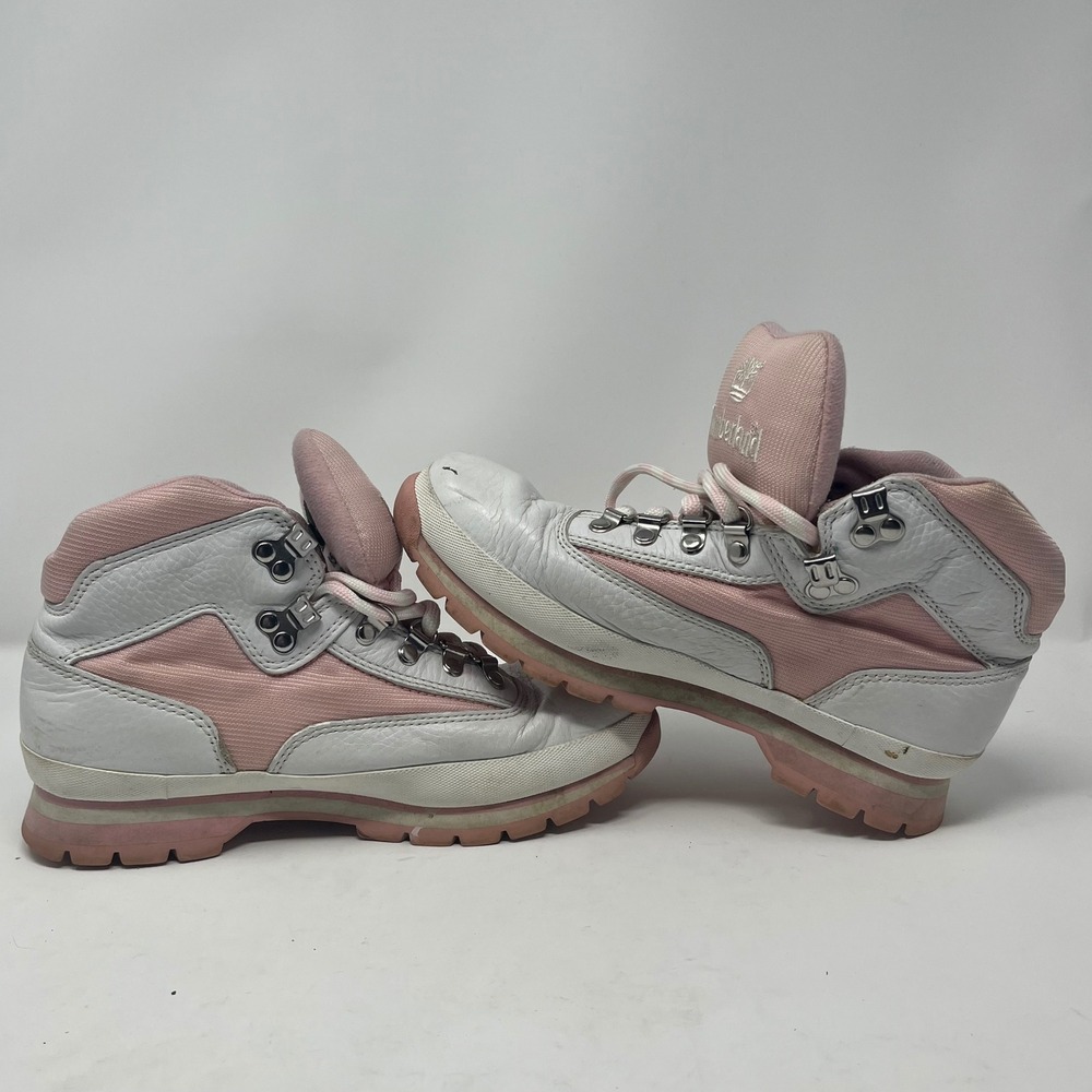Timberland Euro Hiker White Pink Leather Hiking Boots Womens 9M 85348 - Picture 8 of 9